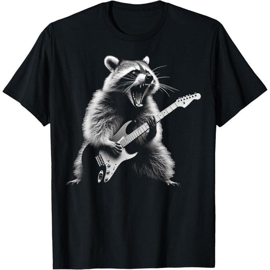 Raccoon Playing Guitar Rock and Roll Rock Star Men Women Kid T-Shirt made in us Hoodie, Sweatshirt | WearSparks.com
