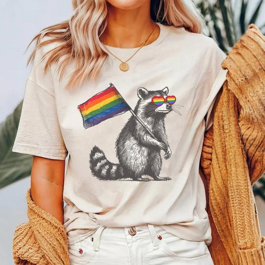 Raccoon Pride Lgbt Shirt, Racoon Pride Flag Shirt, Gay Queer Shirt, Funny Lgbt Shirt, Lgbtq Support Hoodie, Sweatshirt