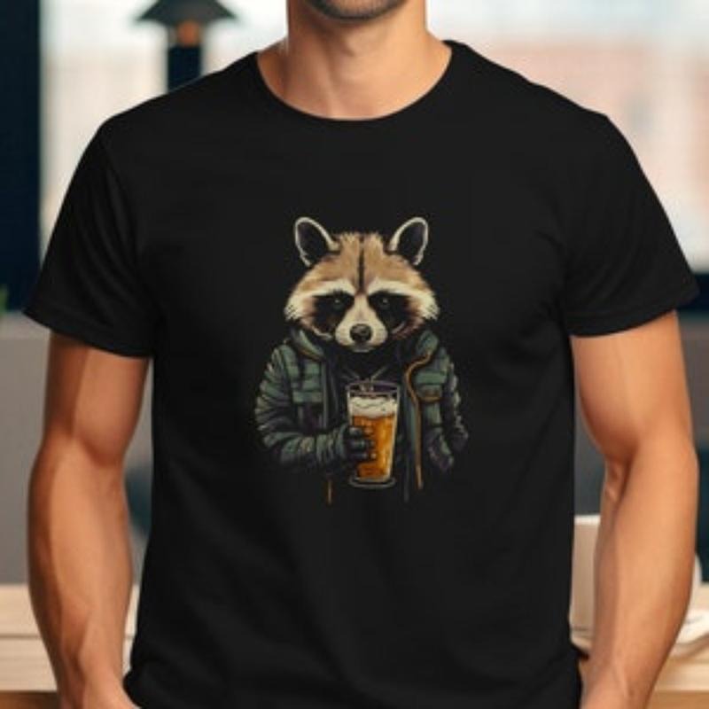 Racoon Drinking Beer T-Shirt, Camping Shirt, Cute Nature Lover Shirt, Animal Lovers Tee, Beer Lovers Shirt, Funny...