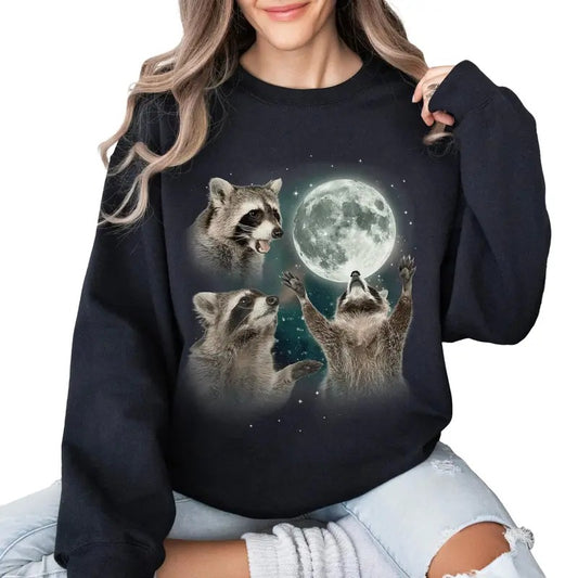 Racoons howling at the Moon Shirt, Racoon Meme Gift, Cute Animals Shirt Hoodie, Sweatshirt | WearSparks.com