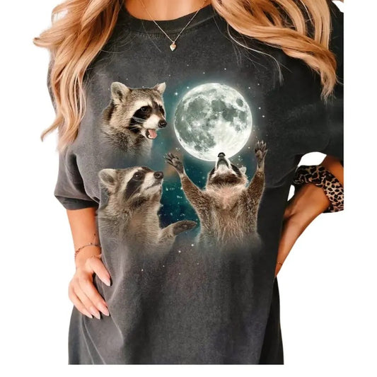 Racoons howling at the Moon T-shirt Shirt, Racoon meme shirt, Racoon Moon howling Shirt, Funny Racoons head meme Racoon...