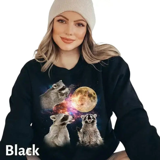 Racoons howling at the Moon T-shirt Sweatshirt Hoodie, Racoon Meme Shirt | WearSparks.com