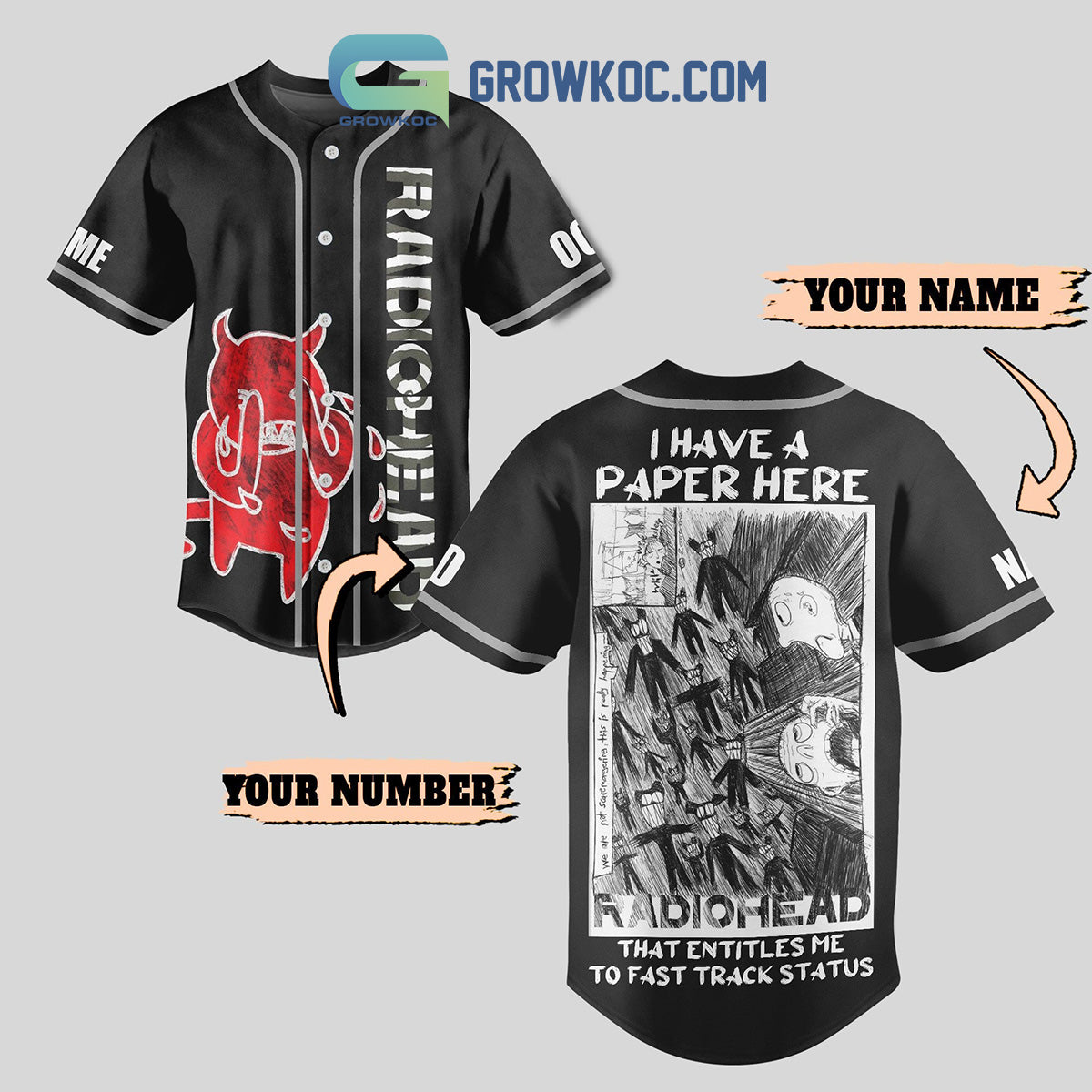 Radiohead Fast Track Status Personalized Baseball Jersey