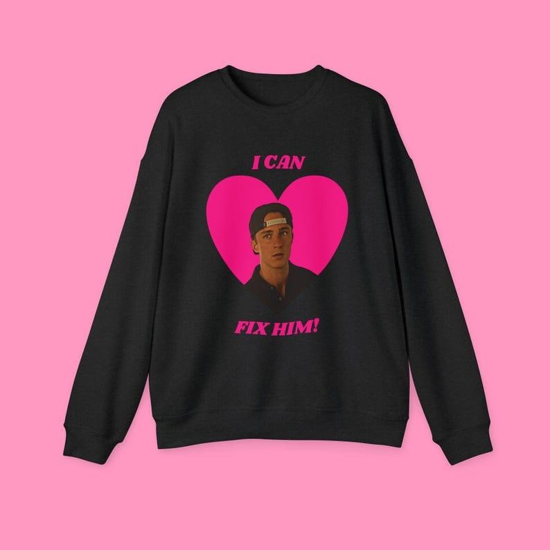 Rafe Cameron I Can Fix Him Sweatshirt - Hot Pink Heart Graphic, Outer Banks Inspired, Trendy Apparel, Gift for Fans...