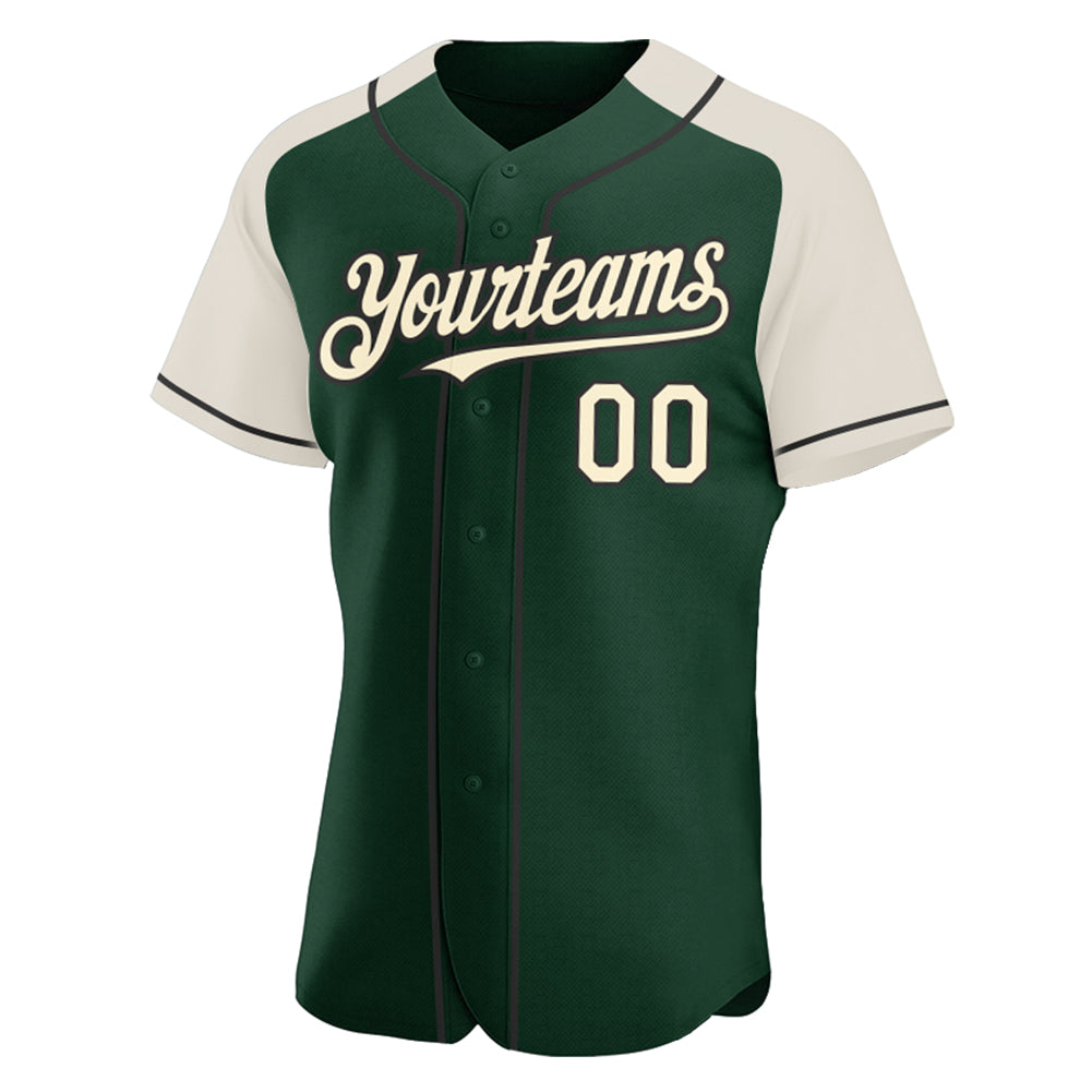 Custom Green Cream-Black Authentic Raglan Sleeves Baseball Jersey T-Shirts, Hoodie, Sweatshirt | WearSparks.com (Image 2)