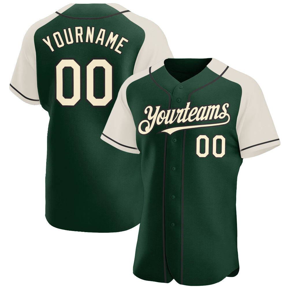 Custom Green Cream-Black Authentic Raglan Sleeves Baseball Jersey T-Shirts, Hoodie, Sweatshirt | WearSparks.com (Image 1)