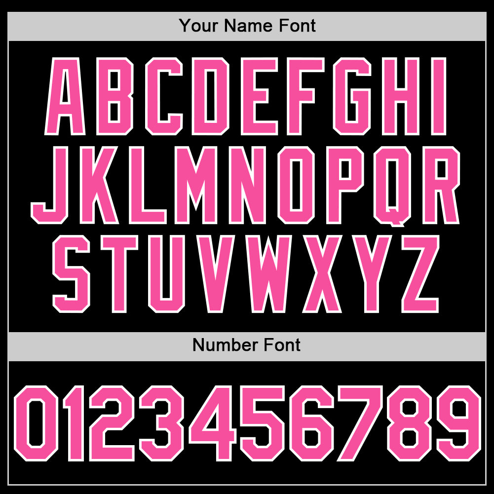 Custom Black Pink-White Star Raglan Sleeves Authentic Baseball Jersey