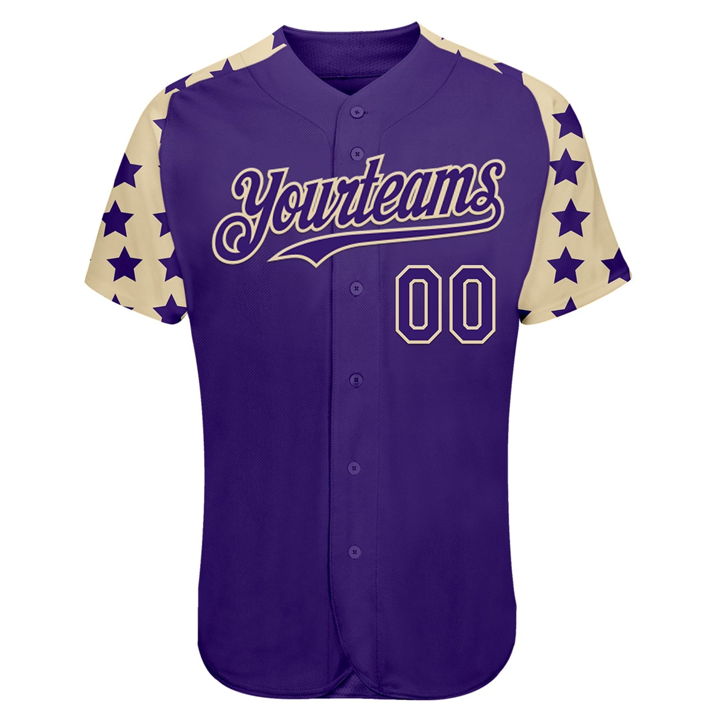 Custom Purple Cream Star Raglan Sleeves Authentic Baseball Jersey