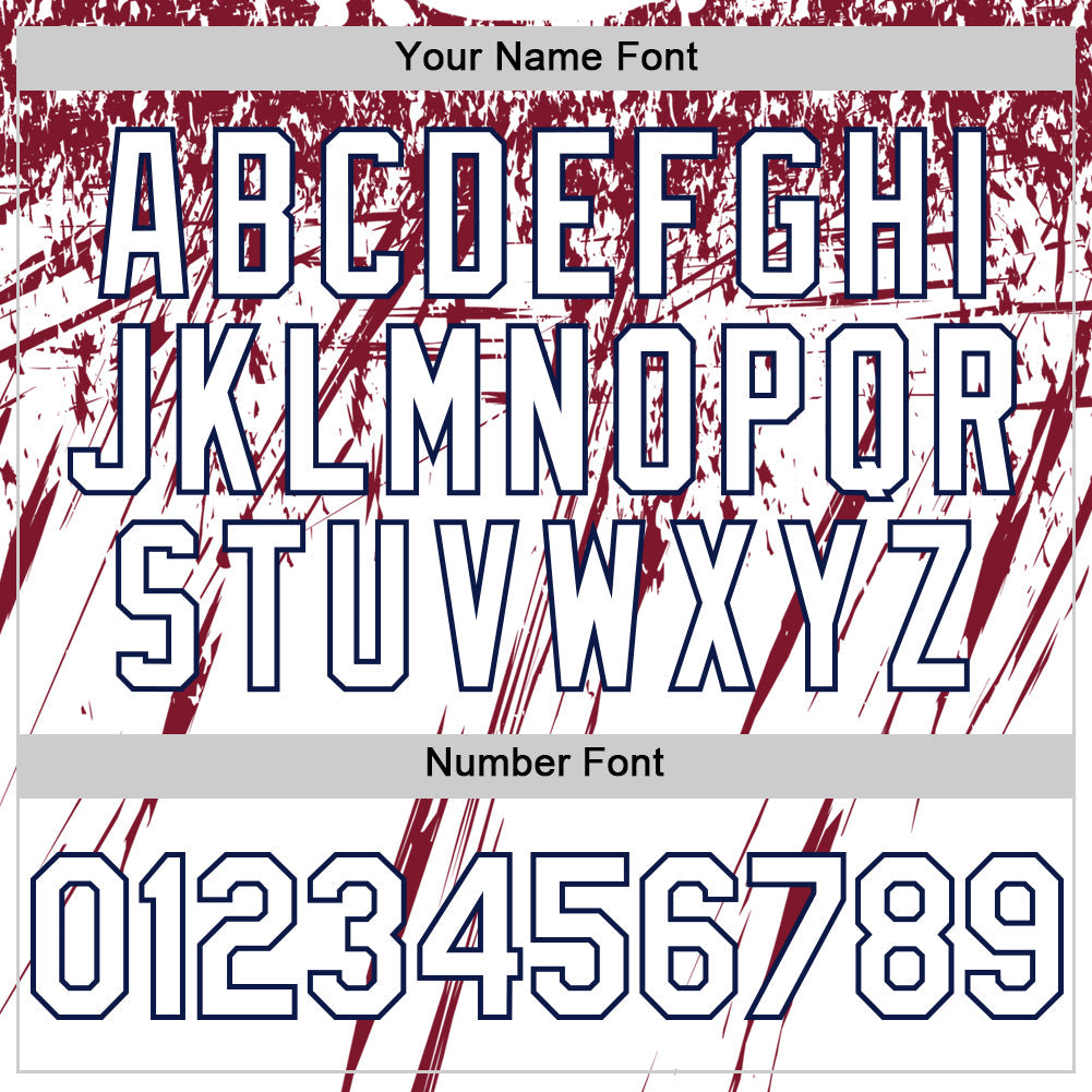 Custom White Navy-Crimson Splatter Brush Stroke Star Raglan Sleeves Authentic Baseball Jersey