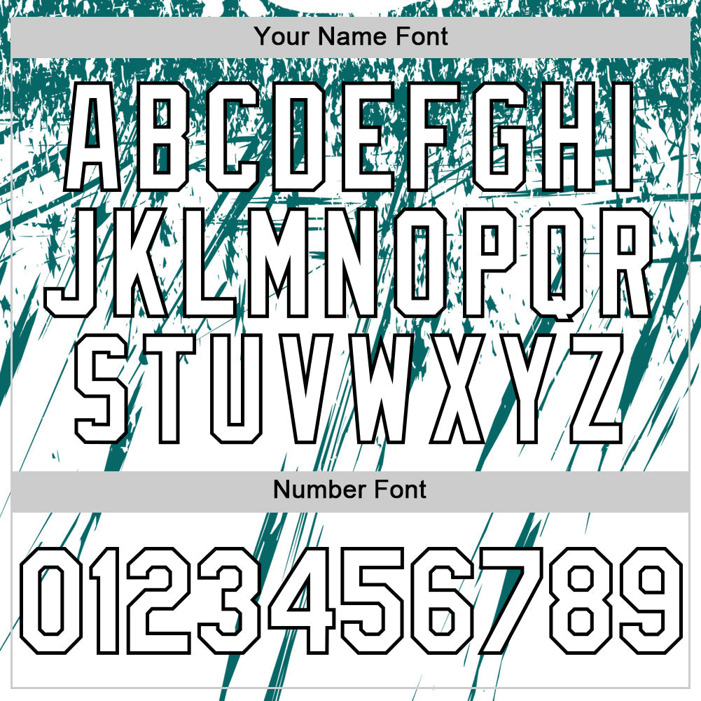Custom White Black-Teal Splatter Brush Stroke Star Raglan Sleeves Authentic Baseball Jersey