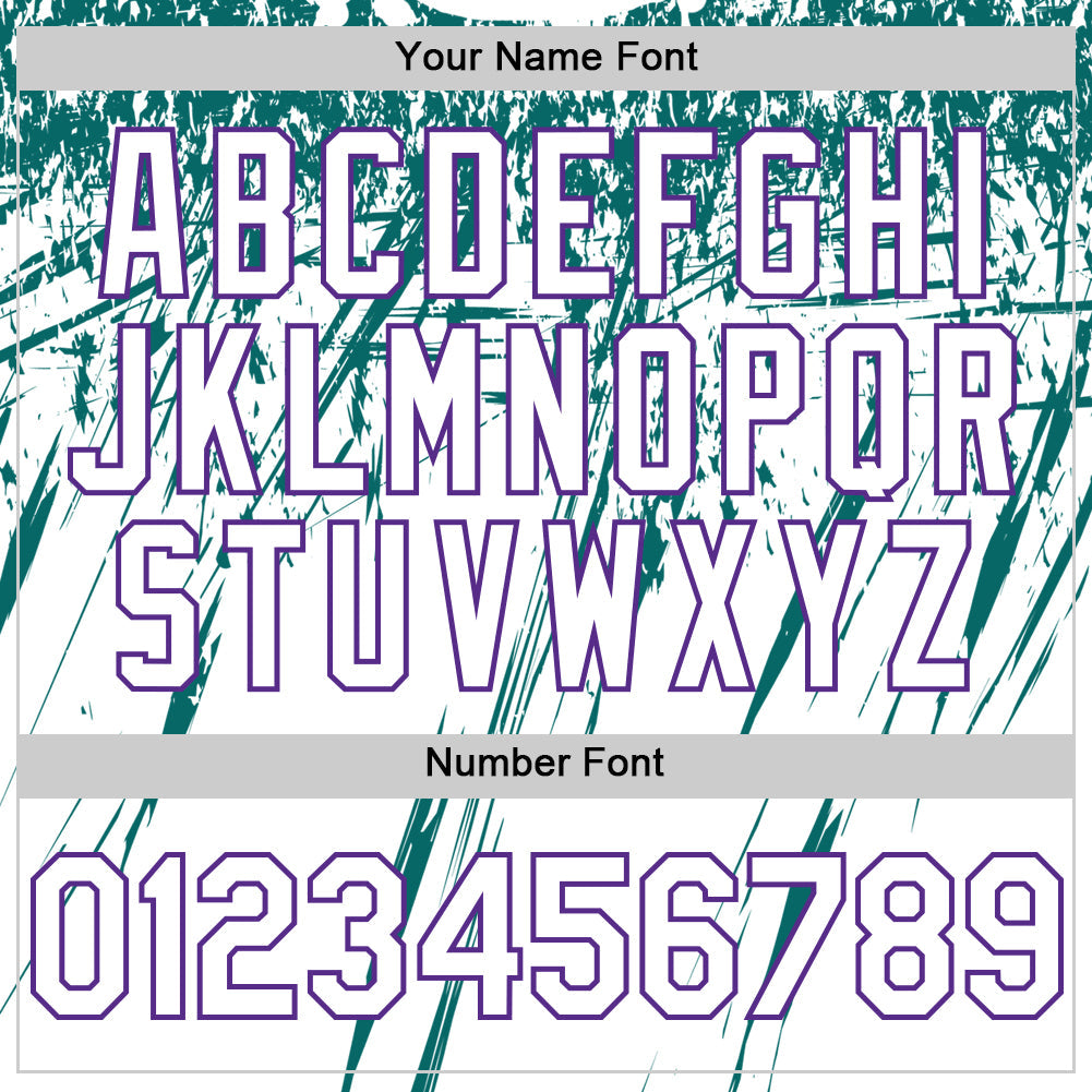 Custom White Purple-Teal Splatter Brush Stroke Star Raglan Sleeves Authentic Baseball Jersey