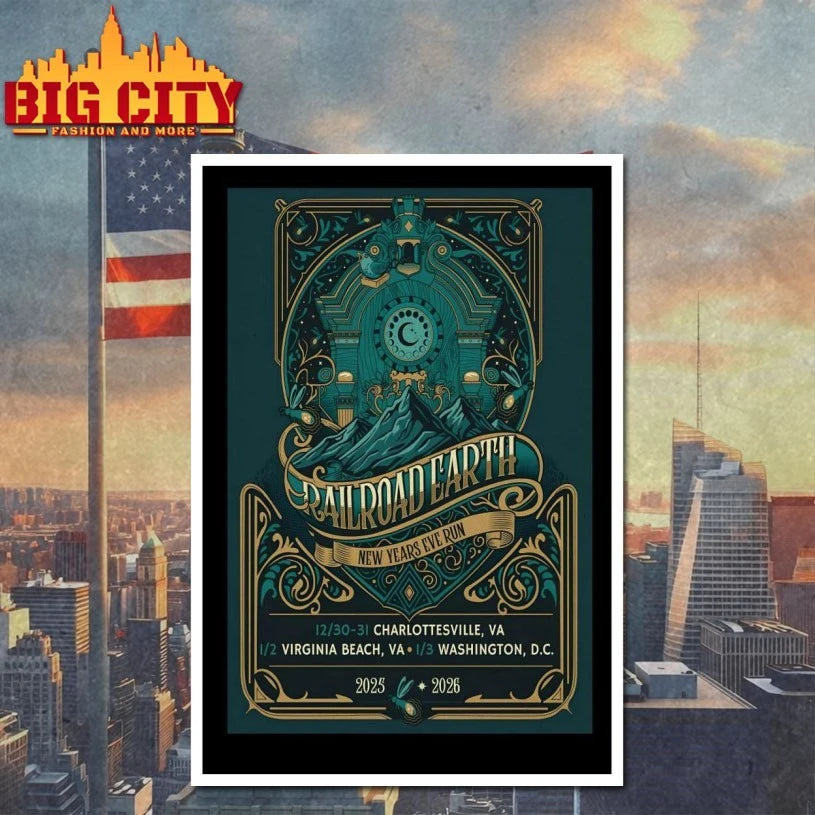 Railroad Earth Charlottesville NYE Dec 30-31 2025 Poster shirt