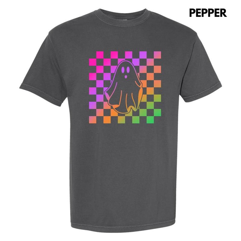 Rainbow Checkered Ghost Comfort Colors T-Shirt 'NLB' Hoodie, Sweatshirt | WearSparks.com