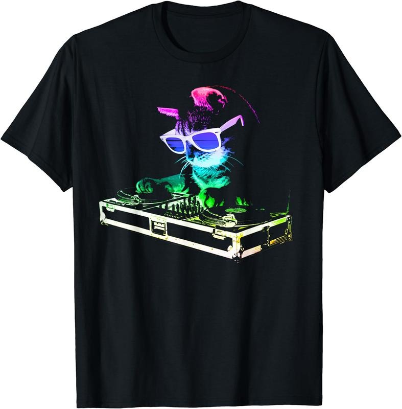 Rainbow DJ Cat T-Shirt Hoodie, Sweatshirt | WearSparks.com
