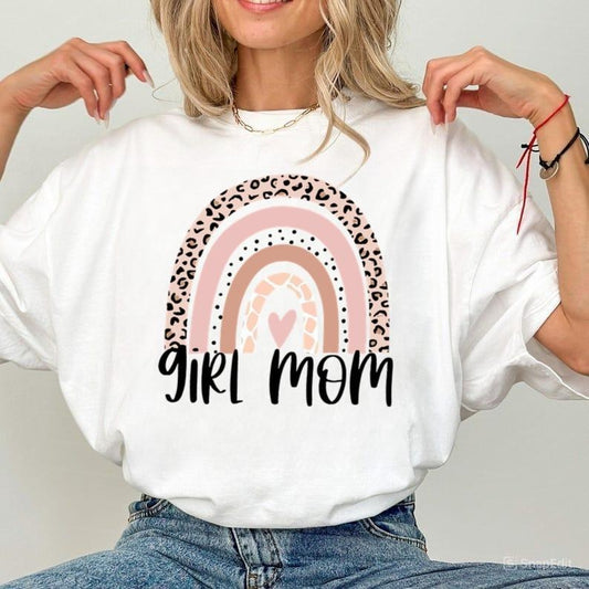 Rainbow Girl Mom Shirt,Mom of Girls Shirt,Leopard Mom Shirt,Mom Of Girls,Mothers Day Shirt,Pregnancy Announcement,Baby...
