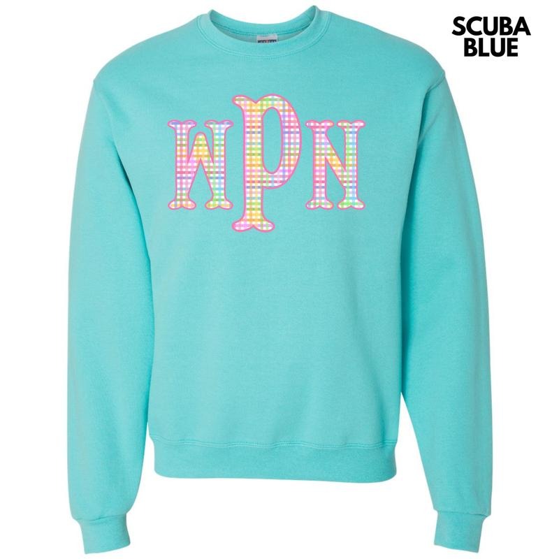 Rainbow Plaid Monogram Sweatshirt 'NLB' T-Shirts, Hoodie | WearSparks.com