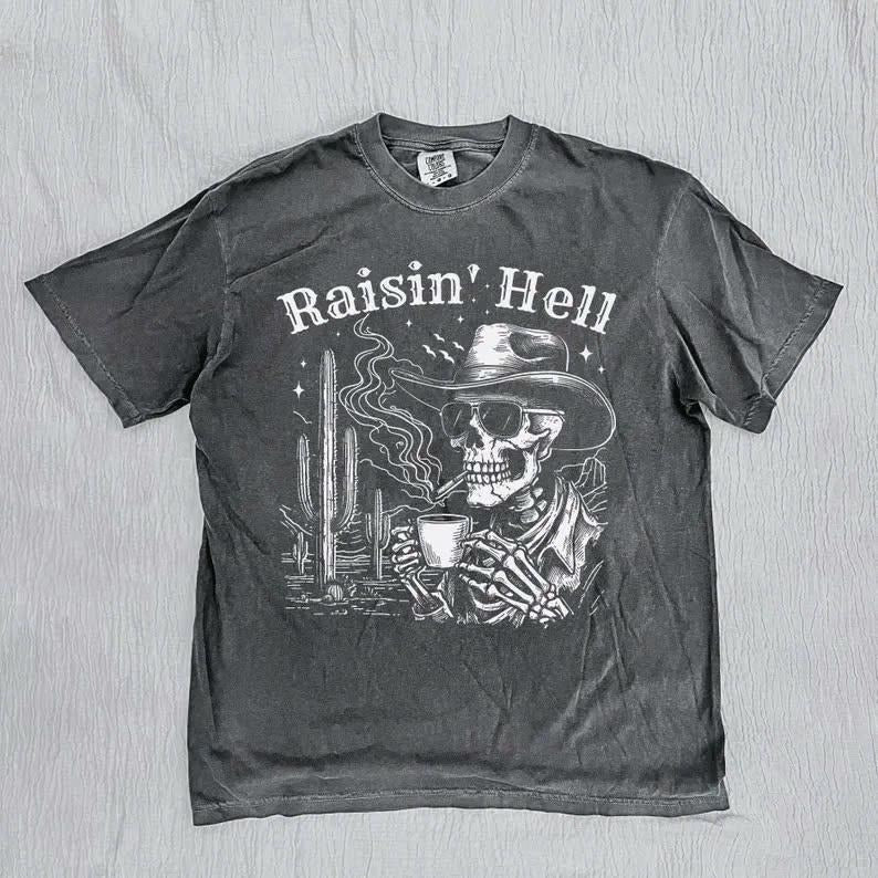 Raisin' Hell With The Hippies And Cowboys T-shirt, Western Graphic Shirt, Funny Cowboy Sweatshirt, Country Girl Gift,...