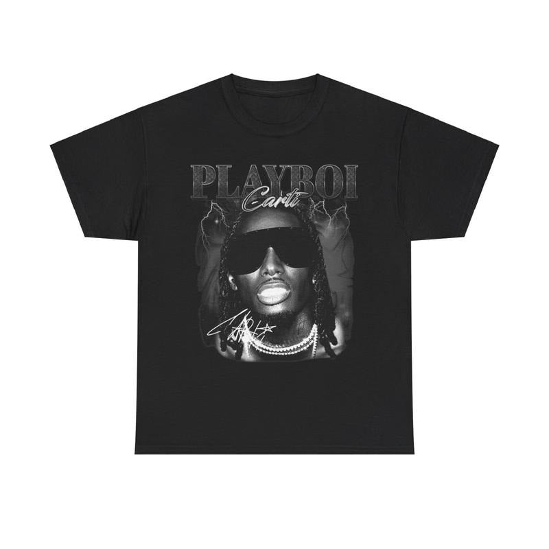 Rap Tee Hip Hop Style Black, Playboi C4rti T-Shirt, Unisex Tee, Grahpic tees, Crew Neckt, Gift for Him Her, Womenswear...