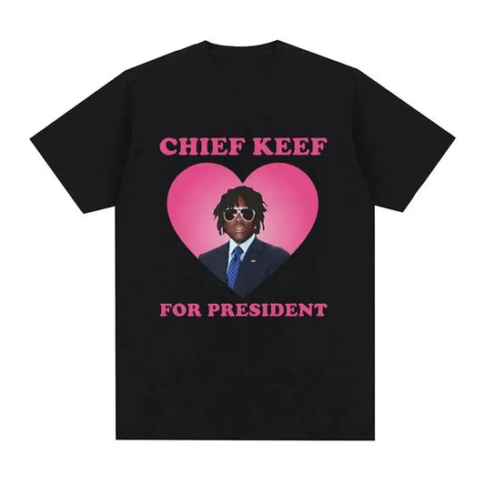 Rapper Chief Keef for President T Shirt Men Fashion Casual Short Sleeve Tshirt Aesthetic Vintage Tshirts Streetwear...