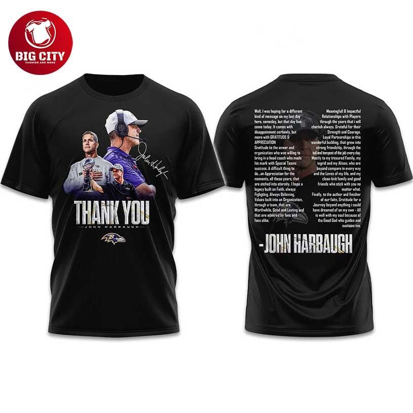 Ravens Thank You John Harbaugh 2026 Two Sided Shirt