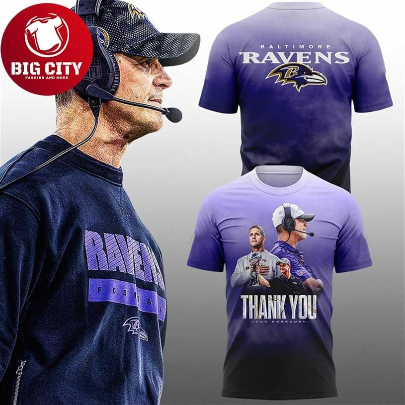 Ravens Thank you Coach Harbaugh Ombre Two Sided Shirt