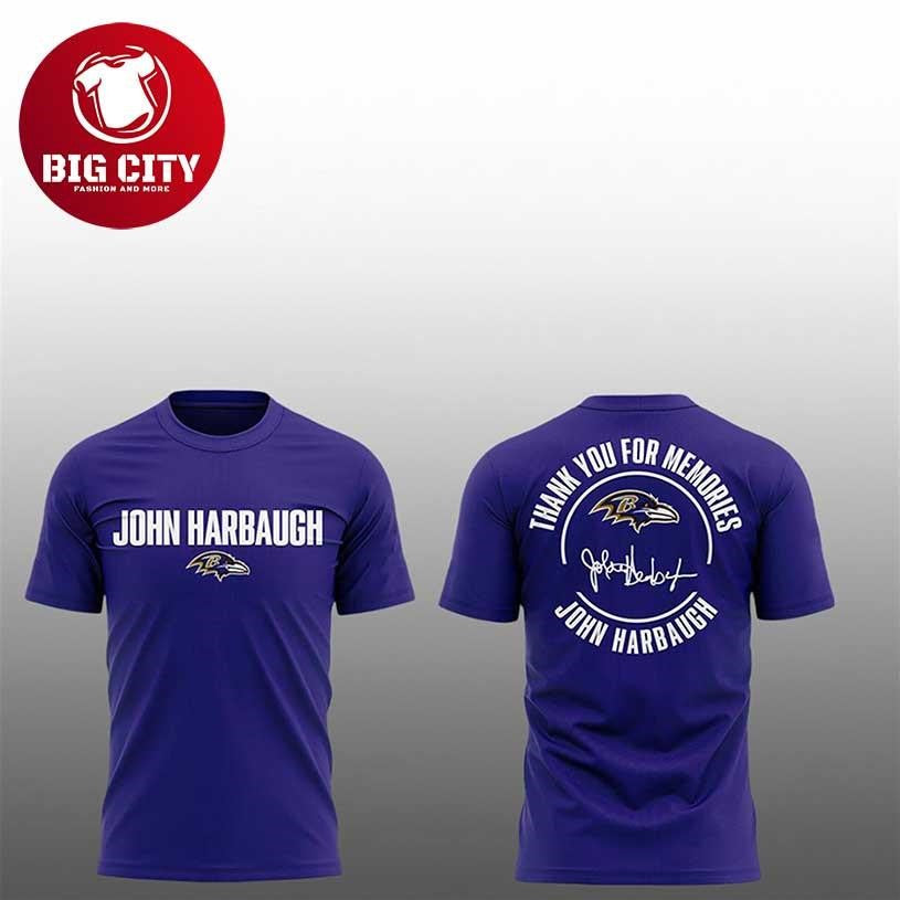 Ravens Thank you For Memories Coach Harbaugh Two Sided Shirt