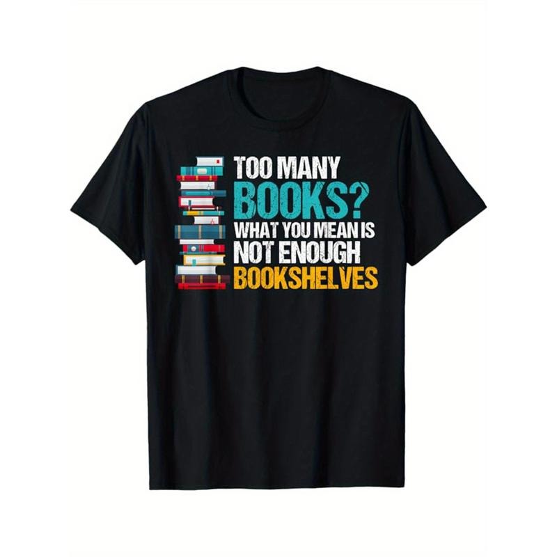 Read Books Print Men's Cotton T-shirt, Graphic Tee Men's Outdoor Clothes, Casual Short Sleeve Crew Neck T-shirt made in...