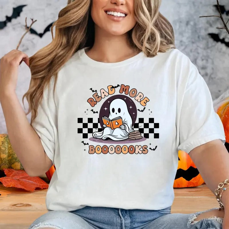 Read More Booooks Halloween Shirt Cute Ghost Reading Tee Perfect Book Lover Gift For Spooky Teachers Spooky Read More...
