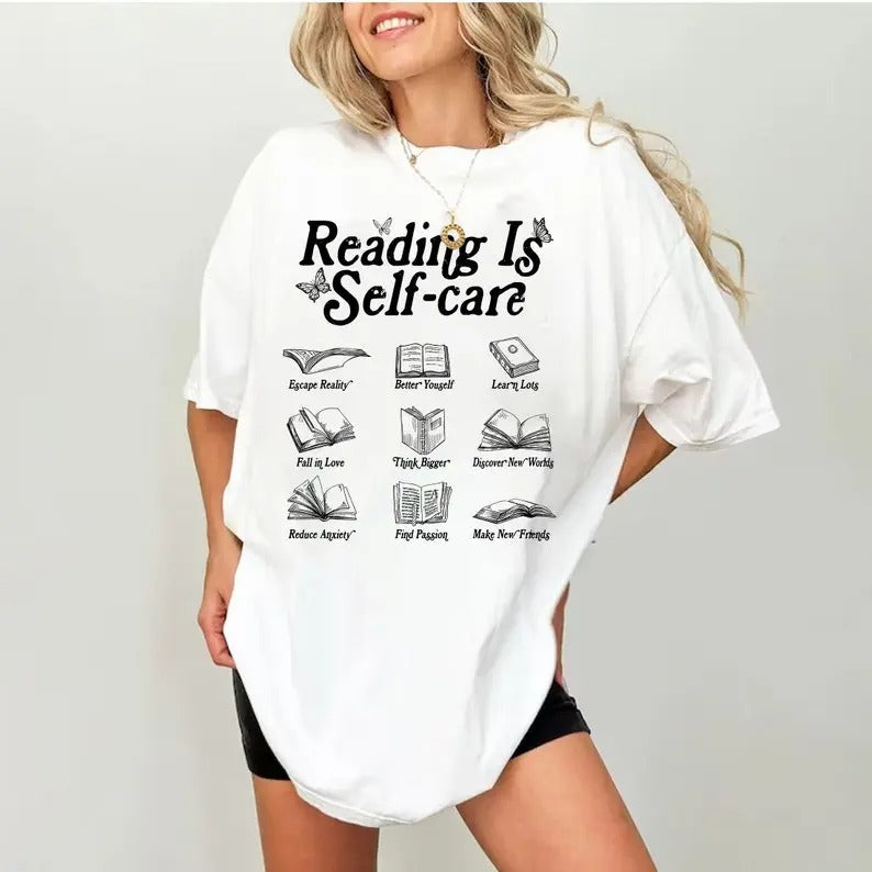 Reading Is Self-care T-shirt , Bookish Mental Health, Book A Day Retro shirt , Read More Book Lover Bookworm Romance,...