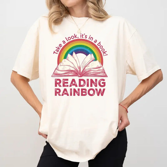 Reading Rainbow Comfort Colors Shirt, Book Lover T-shirt, Librarian Tee, Teacher Clothing, Gift For Teacher, Gift For...
