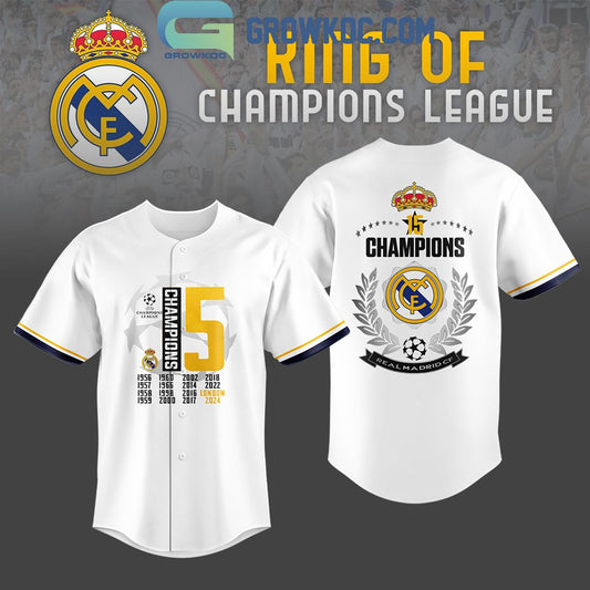 Real Madrid King Of Champions League Personalized Baseball Jersey