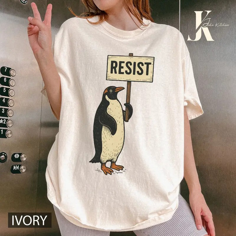 Rebel Gentoo Penguins RESIST Anti-Tariff Protest Unisex t-shirt Hoodie, Sweatshirt | WearSparks.com