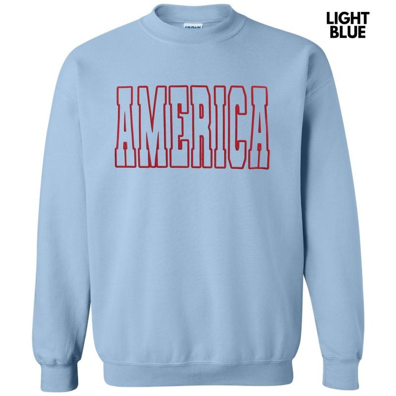 Red America Puff Sweatshirt T-Shirts, Hoodie | WearSparks.com