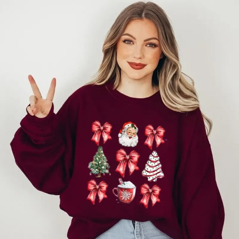 Red Coquette Christmas Shirt, Cute Xmas Shirt, Women's Holiday Tee, Sweatshirt, Hoodie | WearSparks.com