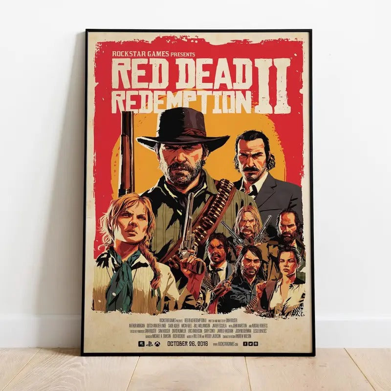 Red Dead Redemption 2 Poster - RDR 2 Poster, Wall-Art, Game Lovers Wall Print Collection Art, Gaming Character Print,...