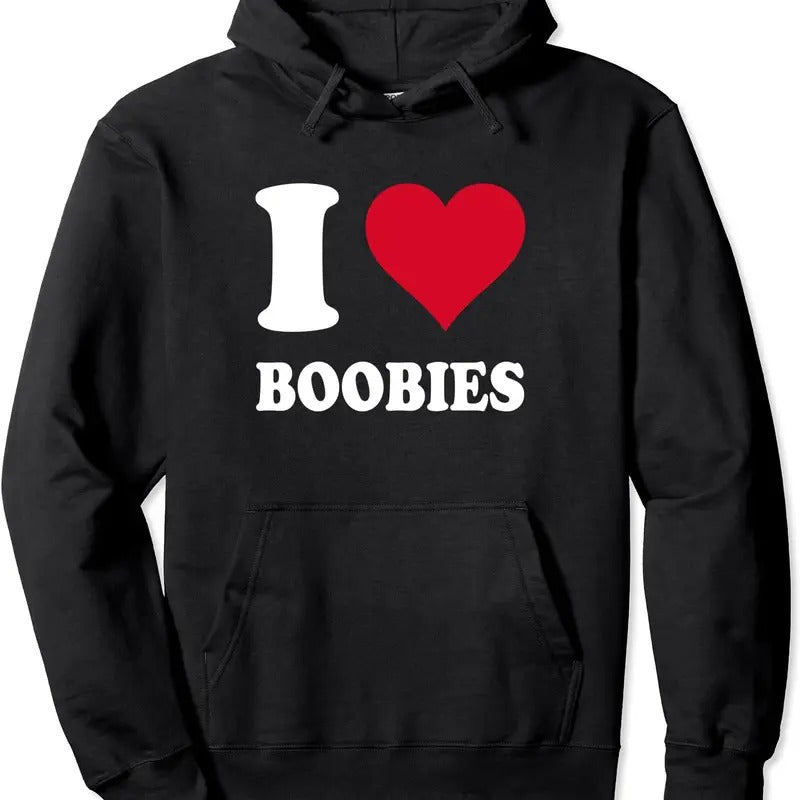 Red Heart I Love Boobies Hoodie | Unisex Hooded Sweatshirt T-Shirts | WearSparks.com
