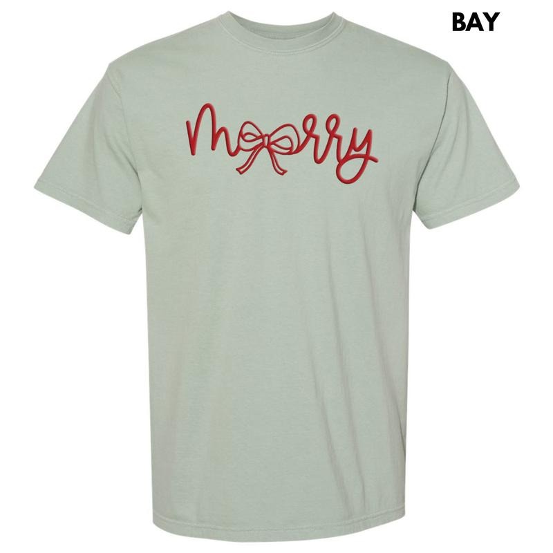 Red Merry Bow PUFF Comfort Colors T-Shirt Hoodie, Sweatshirt | WearSparks.com