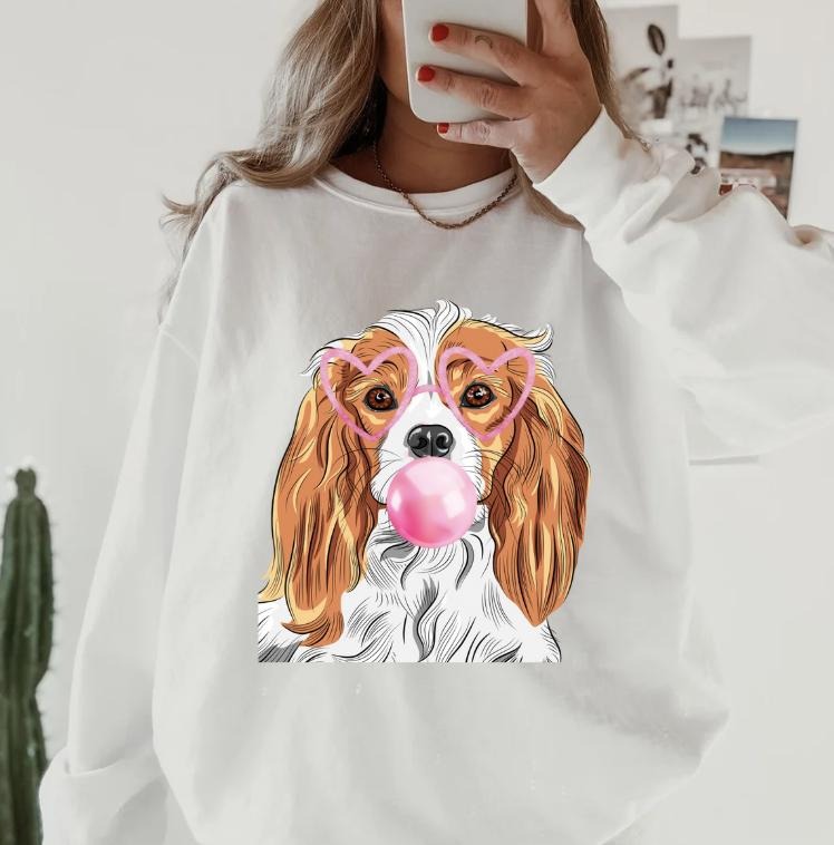 Bubblegum King Charles Brown/Red Sweatshirt ~ Sweatshirt Unisex Apparel Relaxed Fit Printed in the USA Clothing...