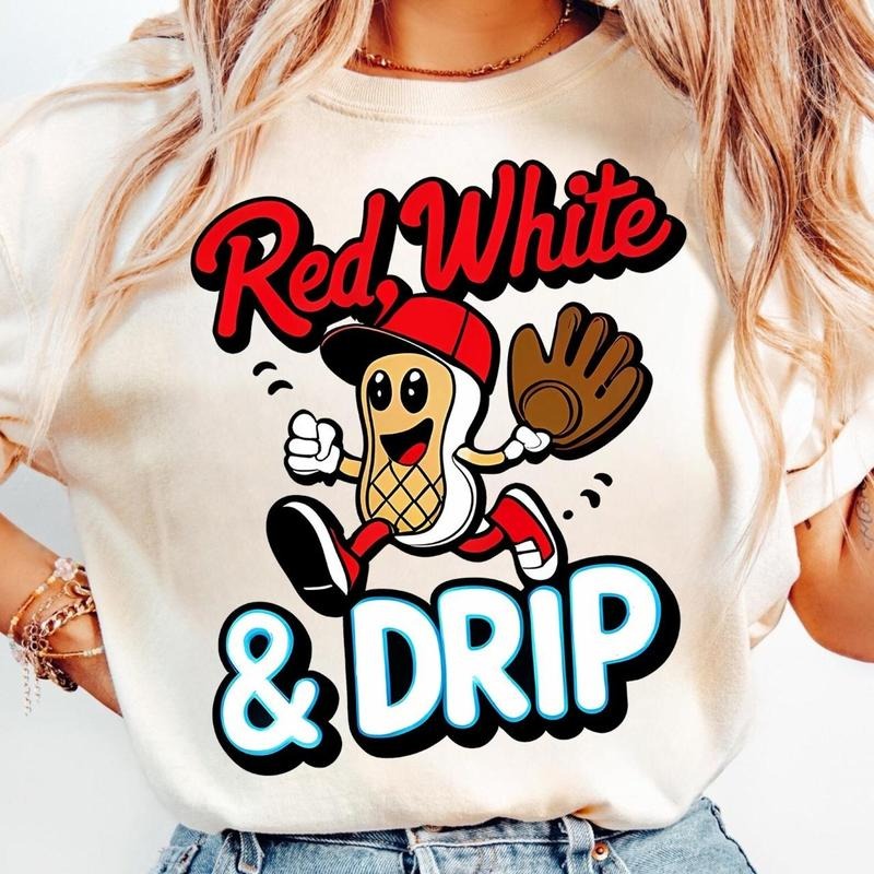 Red White And Blue Ice Cream Drip Baseball Stuff 4th of July Shirt, Patriotic American Flag Shirt, Red White And Blue...