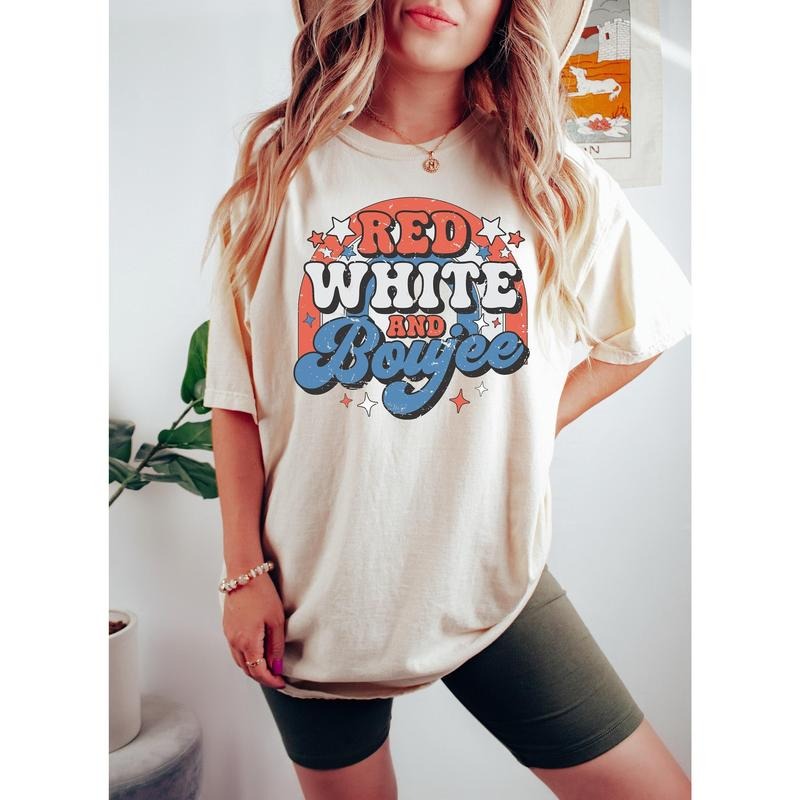 Red White And Boujee Retro Groovy 4th Of July Shirt Patriotic Rainbow Shirt Happy 4th Of July Shirt Independence Day...
