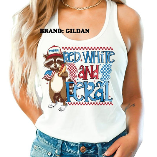 Red White and Feral GILDAN BRAND Shirt