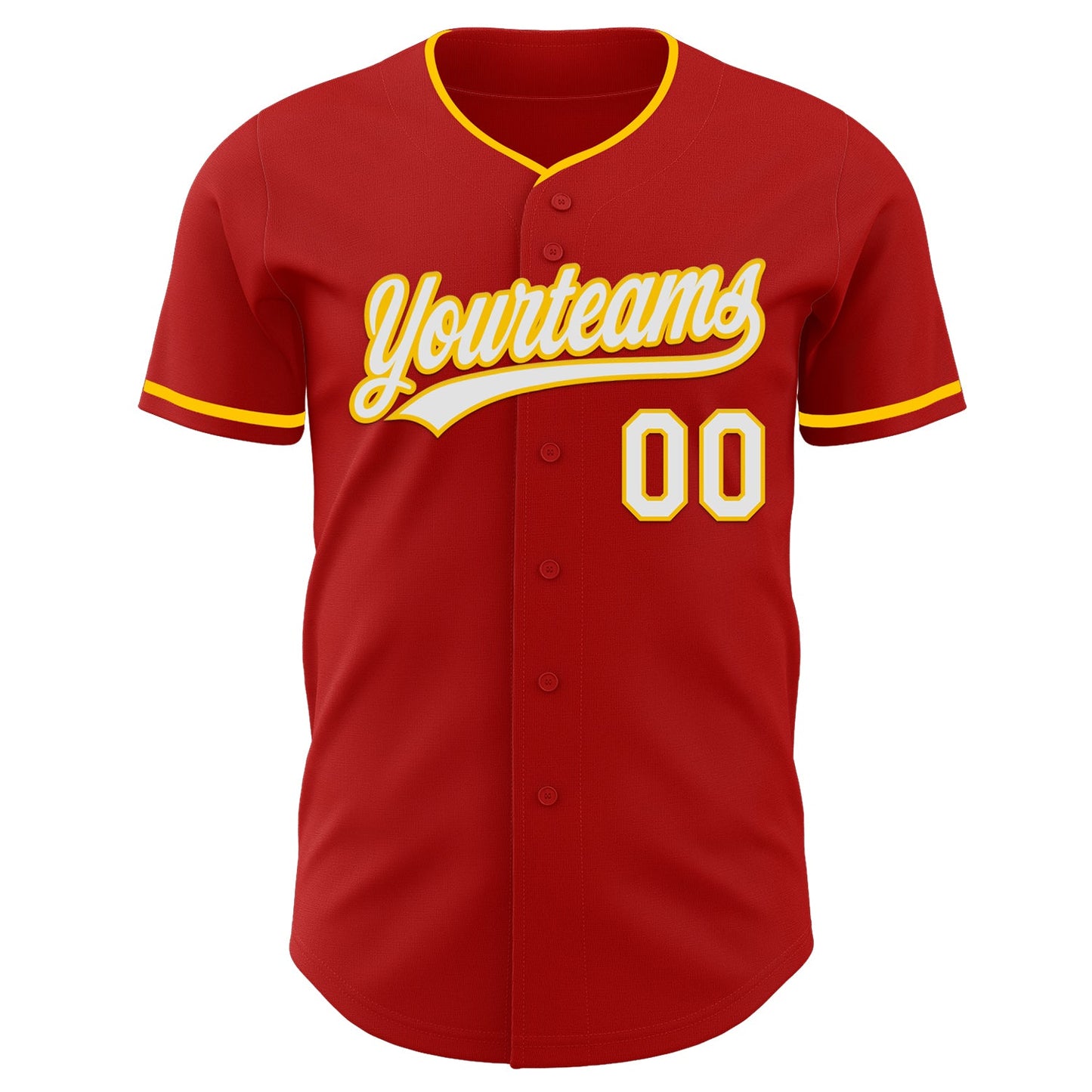 Custom Red White-Yellow Authentic Baseball Jersey