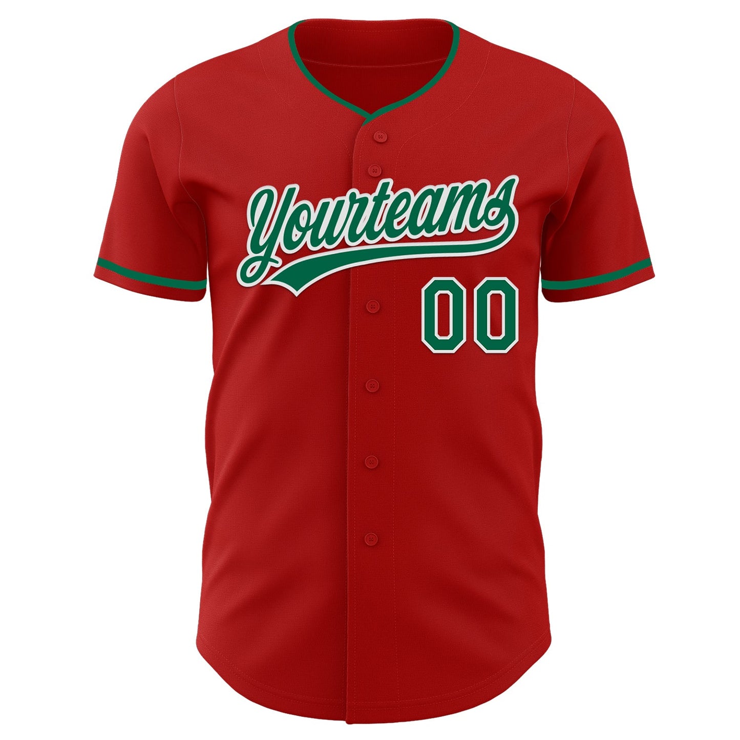 Custom Red Kelly Green-White Authentic Baseball Jersey