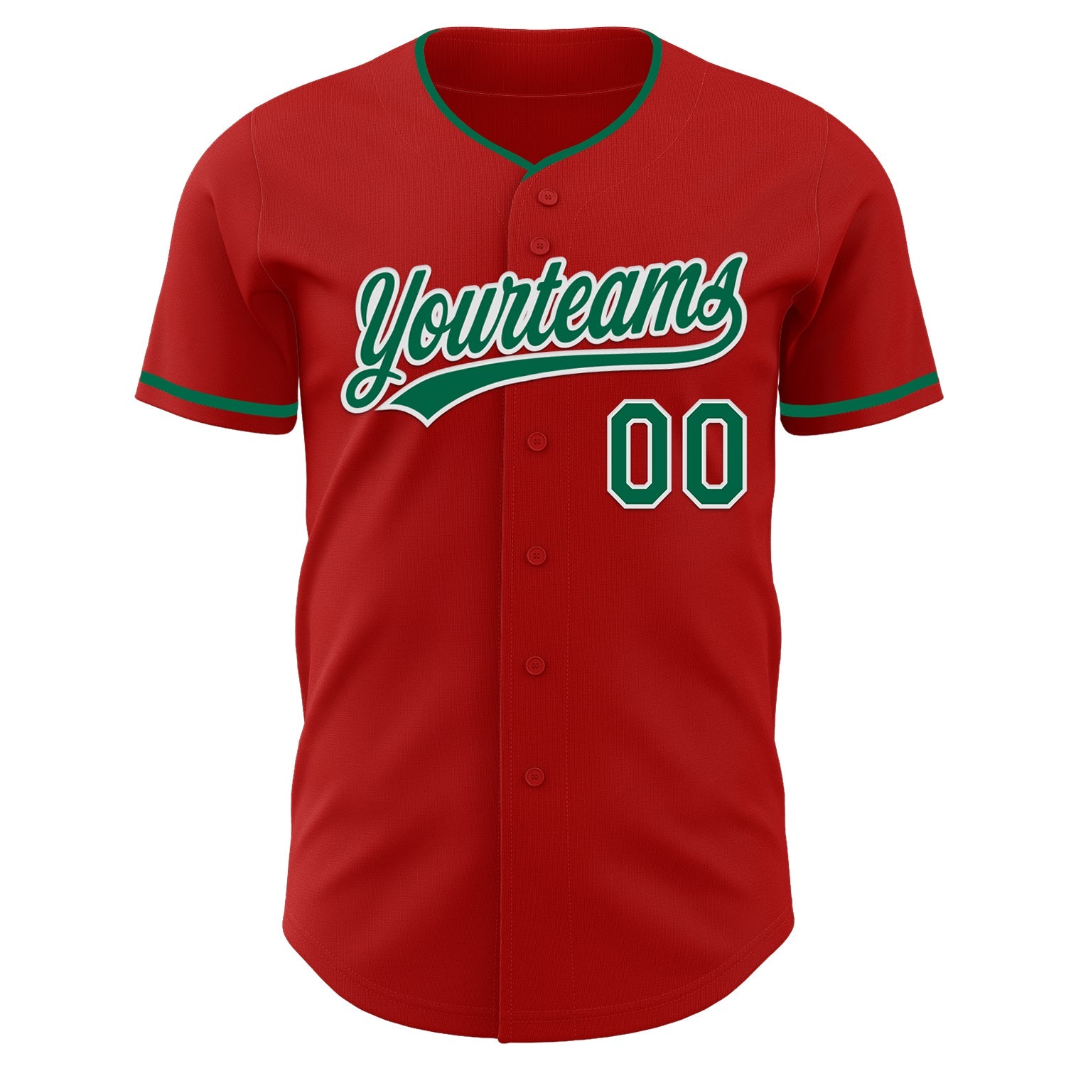 Custom Red Kelly Green-White Authentic Baseball Jersey