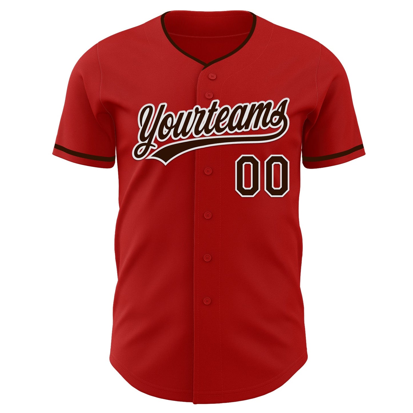 Custom Red Brown-White Authentic Baseball Jersey