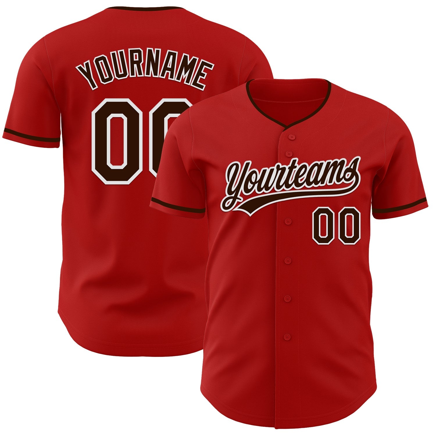 Custom Red Brown-White Authentic Baseball Jersey