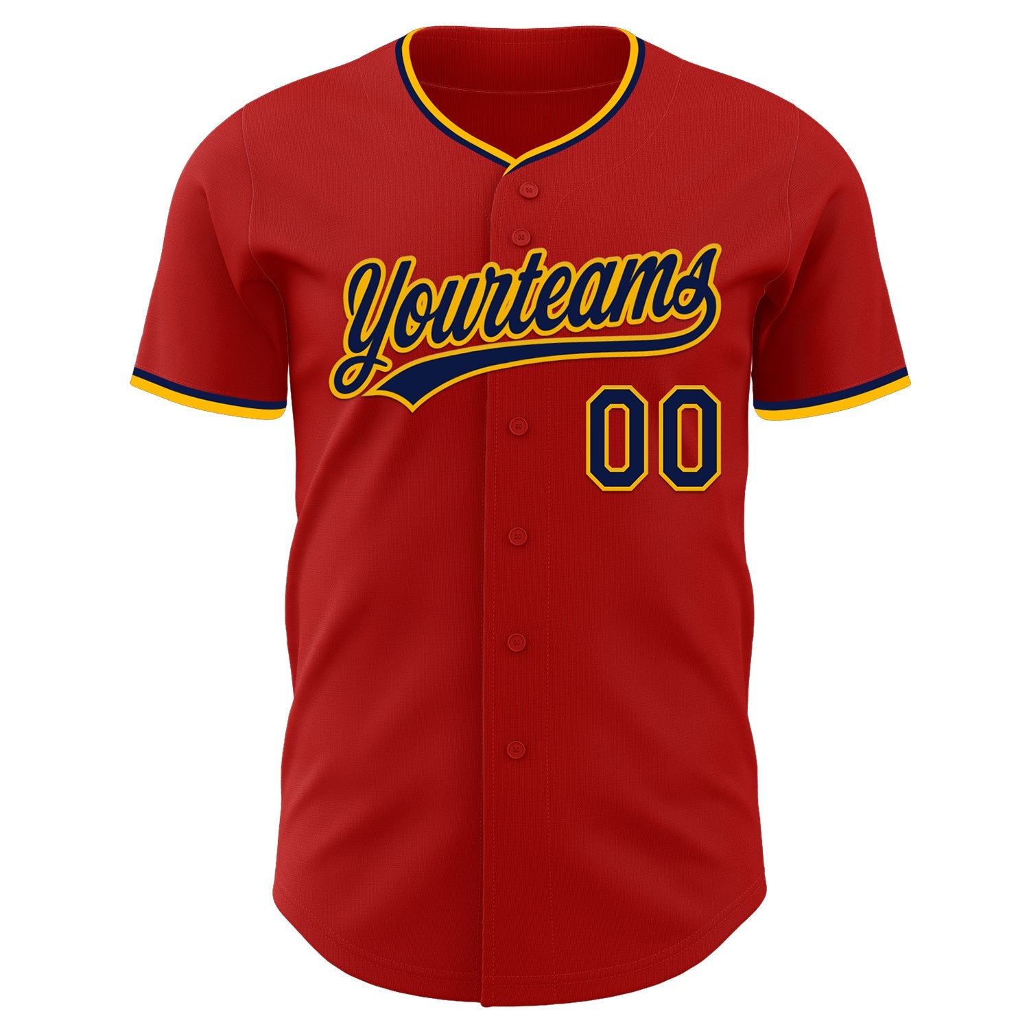 Custom Red Navy-Gold Authentic Baseball Jersey
