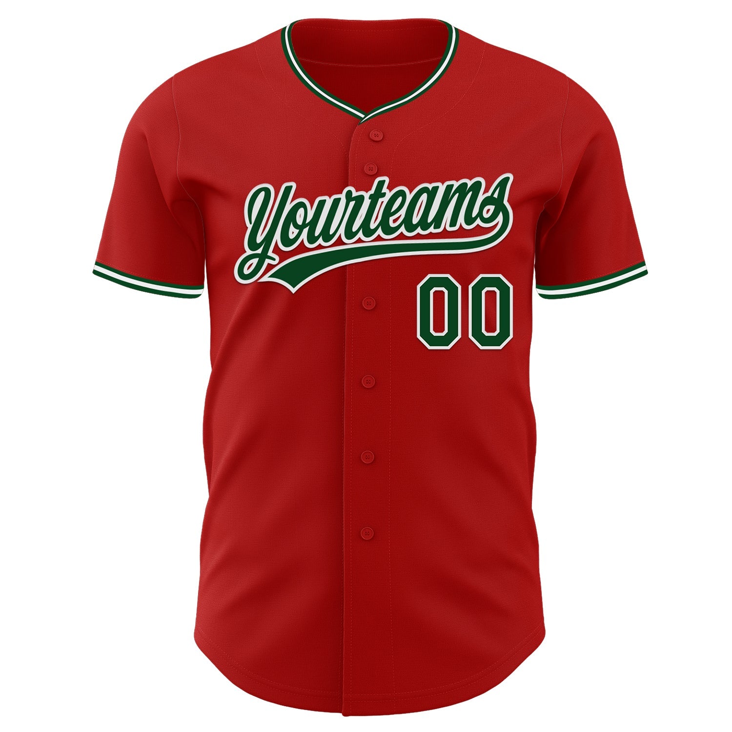 Custom Red Green-White Authentic Baseball Jersey