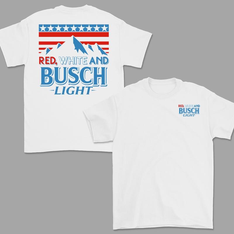 Red, White And Busch Light 2 Sided T-Shirt, For Men And Womenswear, Trendy Shirt Hoodie, Sweatshirt | WearSparks.com