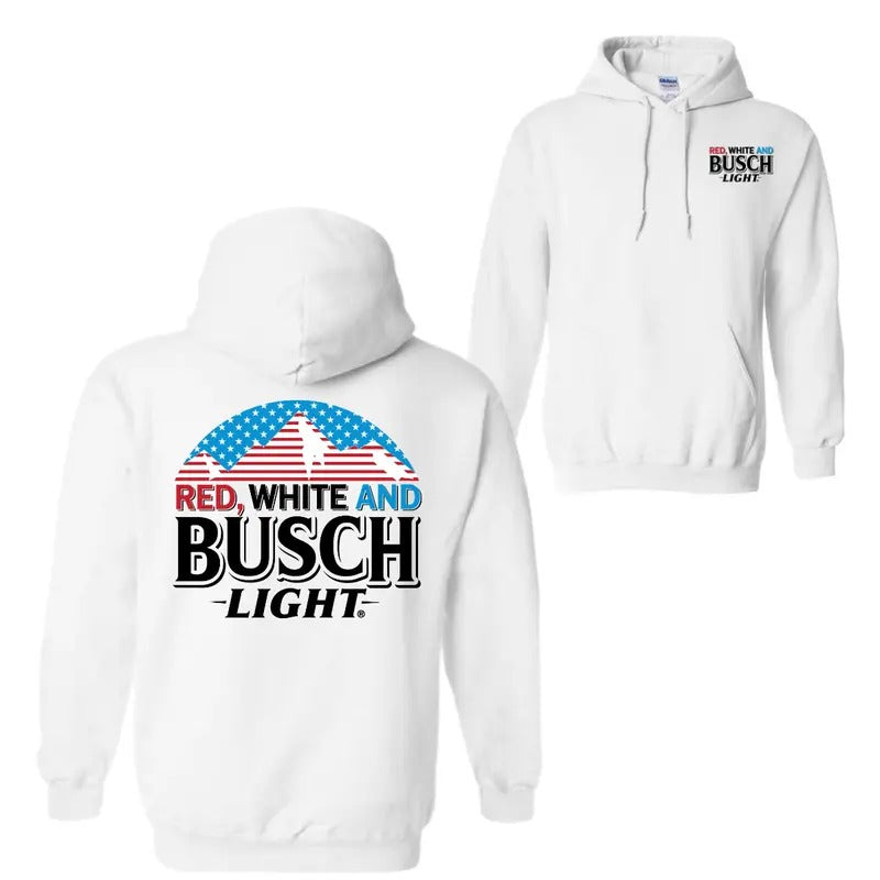 Red, White, and Busch Light 2-Sided Graphic Hoodie, T-Shirt & Sweatshirt